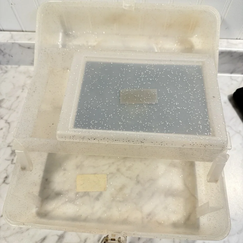 Vintage CABOODLES 3 Tier w/Mirror Clear Glitter Jellies Makeup Case 2622 Y2K